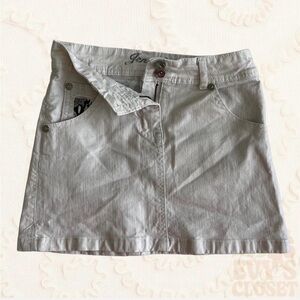Vintage White Jennyfer Distressed Denim Mini Skirt